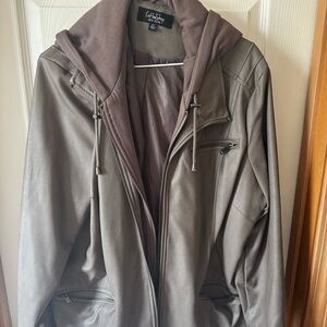 CoffeeShop Women's Brown Leather Jacket with Hood